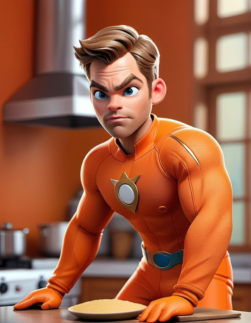 00093-45784576-sdvn6Realxl_detailface-DPM++ 2M SDE Karras-(dynamic pose_1.2),(dynamic camera),a fashion shoot,  photo of a (Chris Pine_1.4), in orange superhero costume,  insanely detail.png